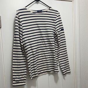 Saint James Navy and White Striped Top